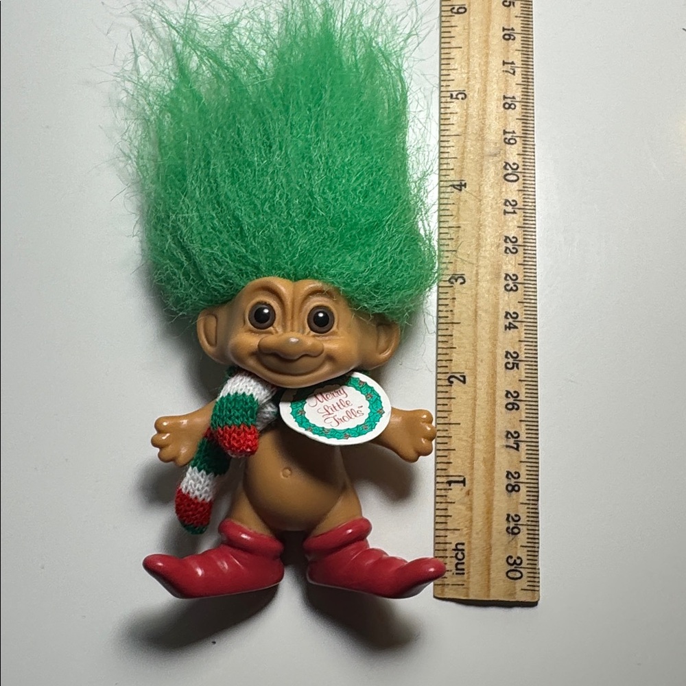 Vintage Russ Green-Haired Troll Doll Christmas. Adorable